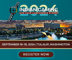 Indian Gaming 2024 Mid-Year Conference & Expo promo for September 16–18 in Tulalip, Washington.