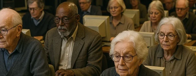 Older adults learning in a modern classroom setting